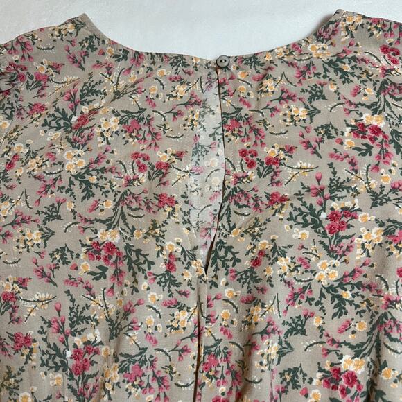 Mimi Chica Crewneck Floral Print Midi Length Size L Cottagecore Boho Colorful - Picture 6 of 11